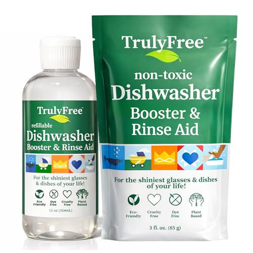 Truly Free Natural Dishwasher Booster & Rinse Aid - Non-Toxic Dishwashing Aid Formula, Removes Re... | Amazon (US)