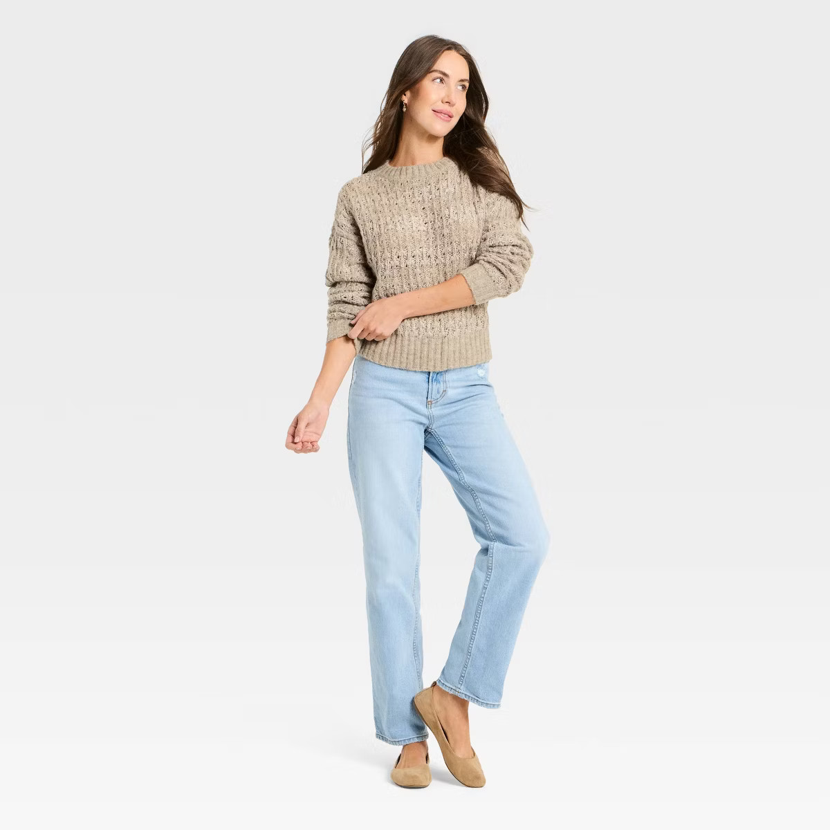 Women's Openwork Slub Crewneck Pullover Sweater - Universal Thread™ | Target