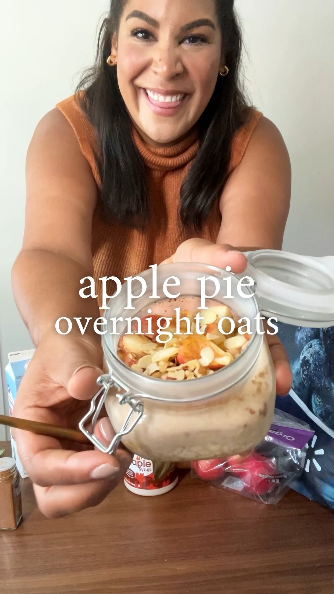 APPLE PIE OVERNIGHT OATS 🥧 ✨🍎 

all of these items are high value and low priced including the organic ones and were delivered easily with my Walmart+ membership! 

#WalmartHome #WalmartGrocery #walmart #walmartpartner 

#LTKfamily #LTKhome #LTKSeasonal