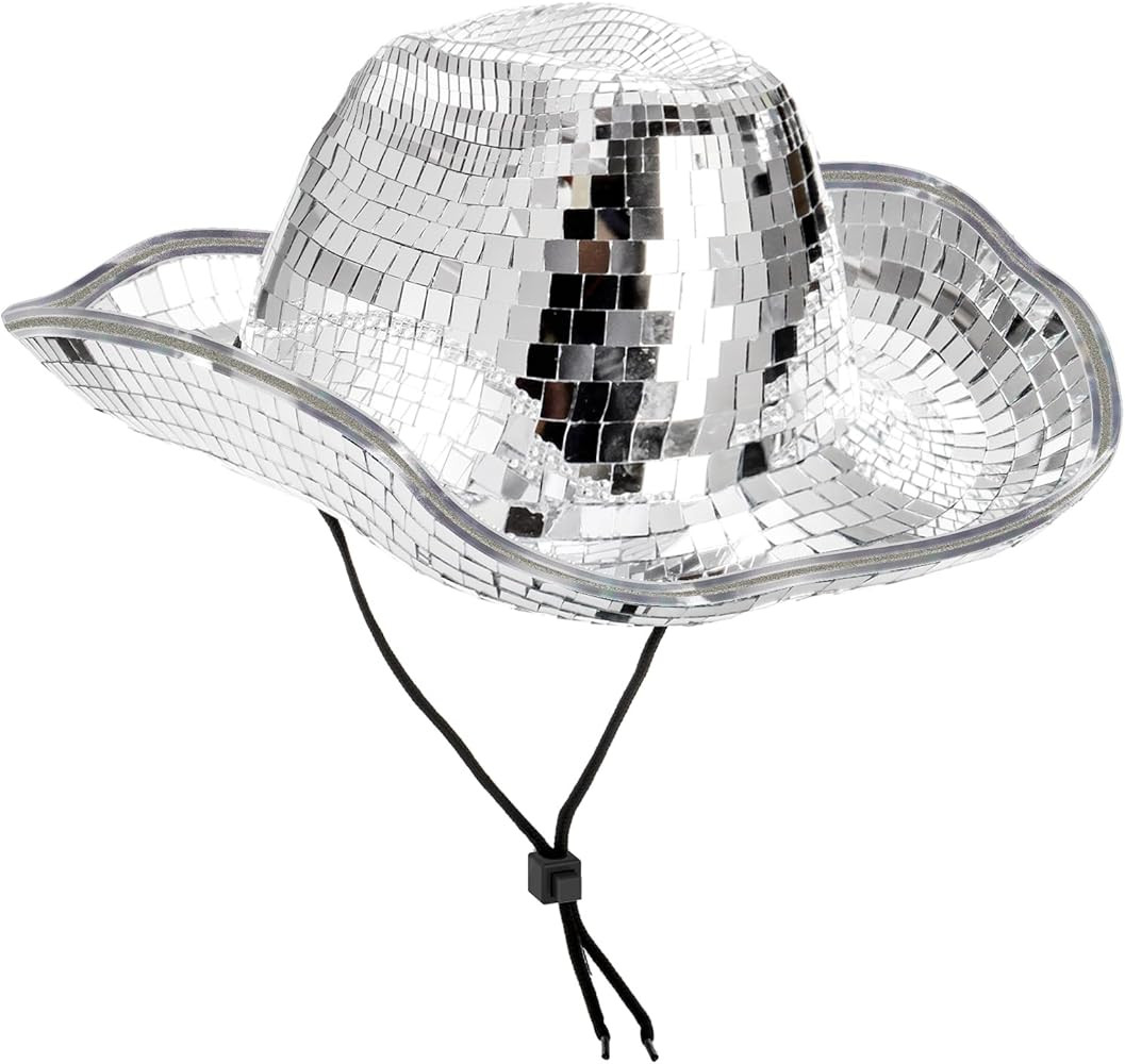 Nicunom Silver Cowboy Hat, Disco Cowboy Hat Sparkly Glitter Cowgirl Hat Sequin Cowboy Hats for Wo... | Amazon (US)