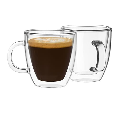 Mindful Design Double Wall Insulated Glasses Espresso Cups (Set of 2) - 5.4-Ounce Mugs | Amazon (US)