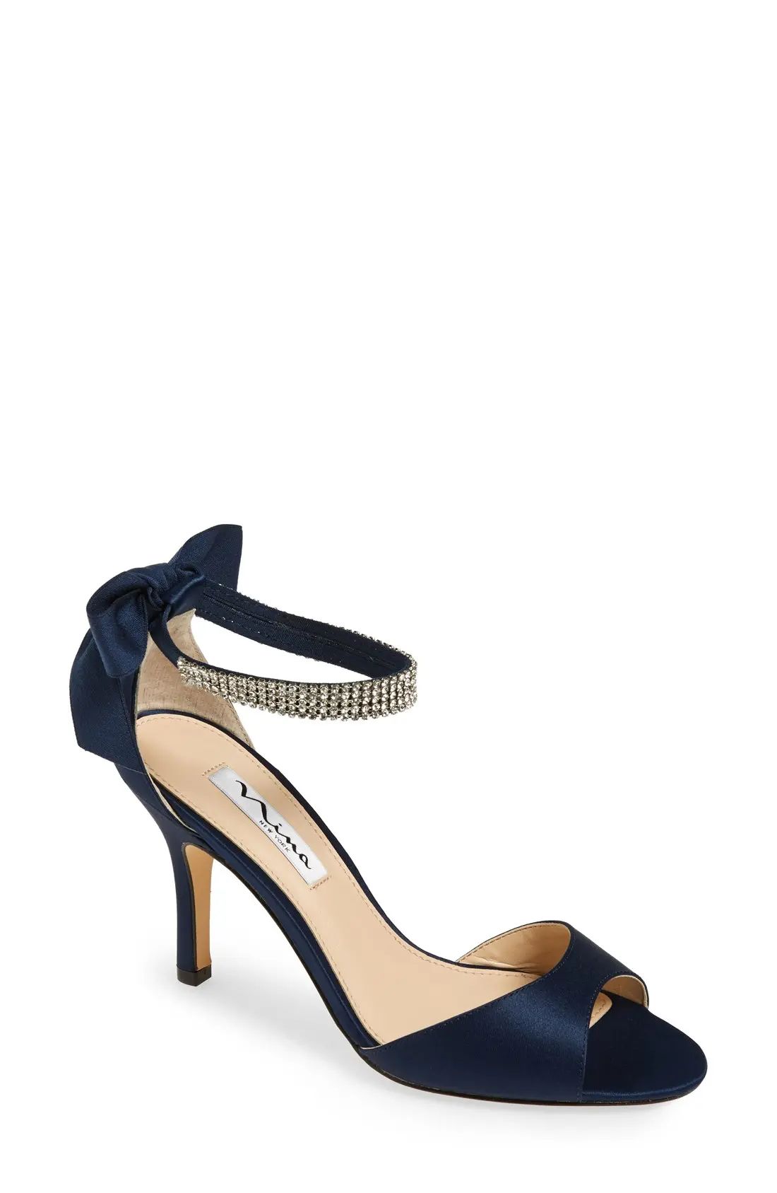 Women's Nina 'Vinnie' Crystal Embellished Ankle Strap Sandal, Size 11 M - Blue | Nordstrom