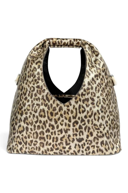 Frances Valentine Metallic Crescent Leopard Leather Tote Bag | The Willow Tree
