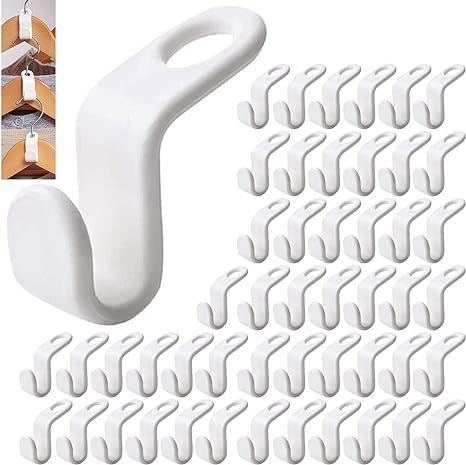 Yeadiaton clothes hanger connector hooks 50PCS White Plastic Hooks, Hanger Connector Hooks can be... | Amazon (US)