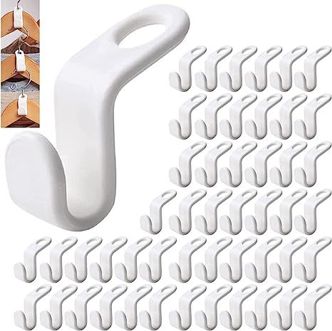 Yeadiaton clothes hanger connector hooks 50PCS White Plastic Hooks, Hanger Connector Hooks can be... | Amazon (US)