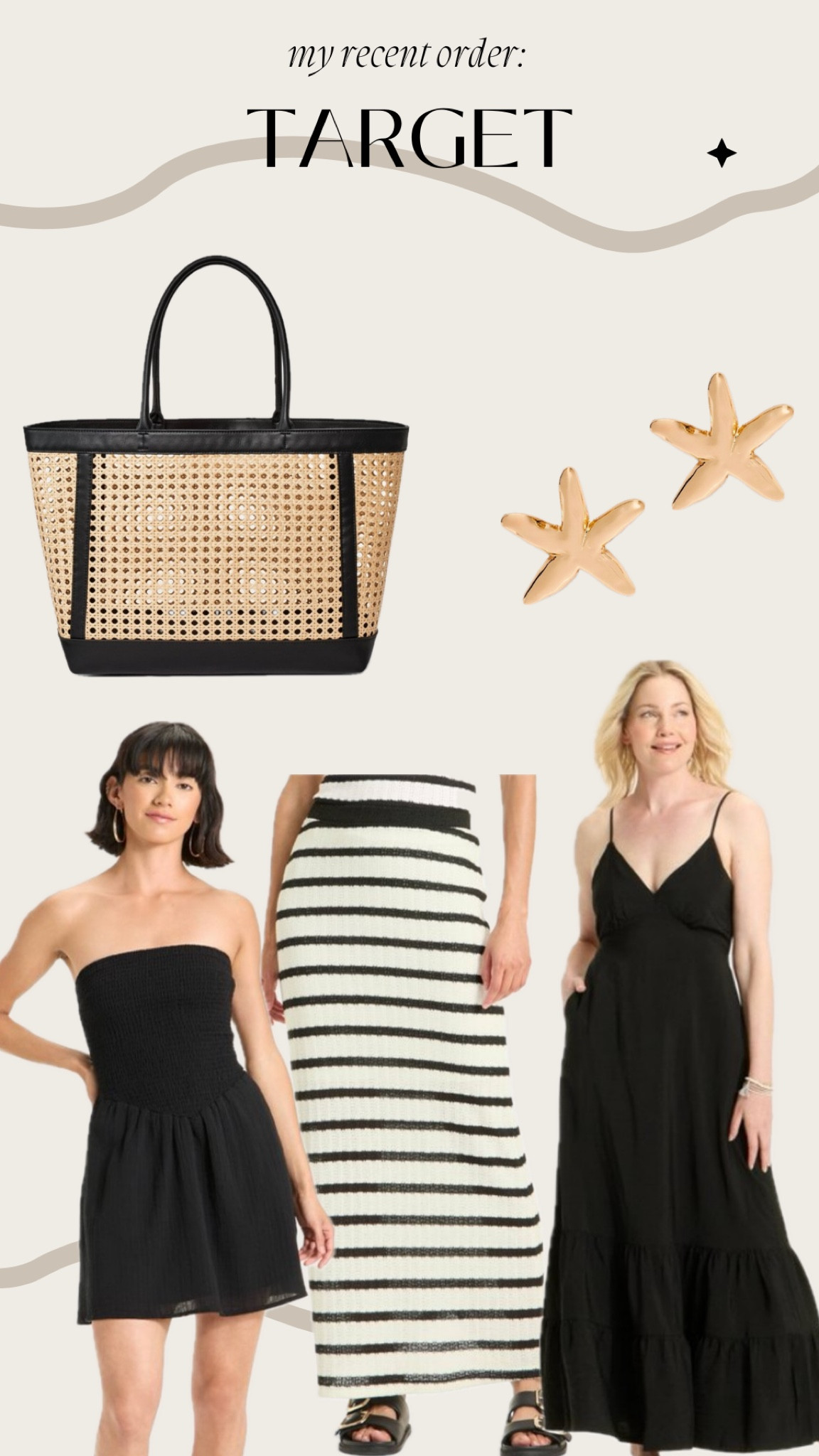 shop my recent target order 🖤 
resort / resort wear / vacation / swim / swimwear / summer outfit inspo / summer 2025 / summer capsule wardrobe / neutral fits / seashells / beach bag / rattan / black & white / outfit inspo / recent order / haul / target 🥥🐚🌾

#LTKTravel #LTKSwim #LTKSeasonal