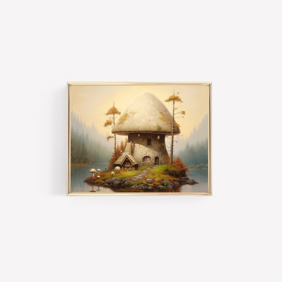 Mushroom Island Cottage Eclectic Nursery Digital Print Mushroom Nursery Whimsical Magical Nursery... | Etsy (US)