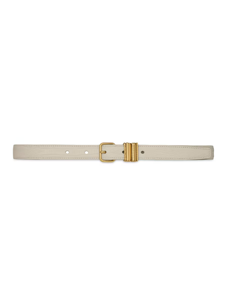 Stacked-Loop Lizard-Embossed Leather Belt | Saks Fifth Avenue