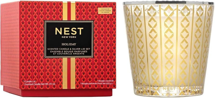 NEST New York Scented Holiday 3-Wick Christmas Candle and Silver Lid Set - 21.2 oz - Up to 100-Ho... | Amazon (US)