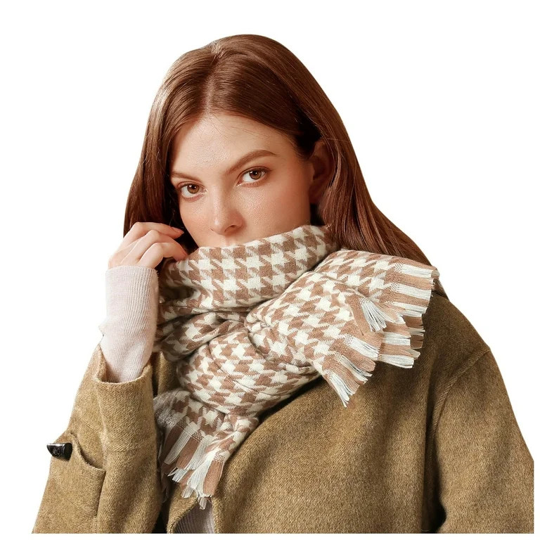 Aoochasliy Winter Scarfs Women's Winter Warm Soft Casual Tassel Houndstooth Printing Muffler | Walmart (US)