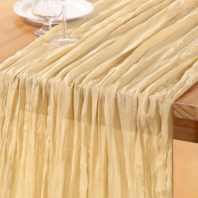 1 Pack Champagne Cheesecloth Table Runners Boho 120 Inches | DeZerlor 1 Pack Champagne Cheeseclot... | Amazon (US)