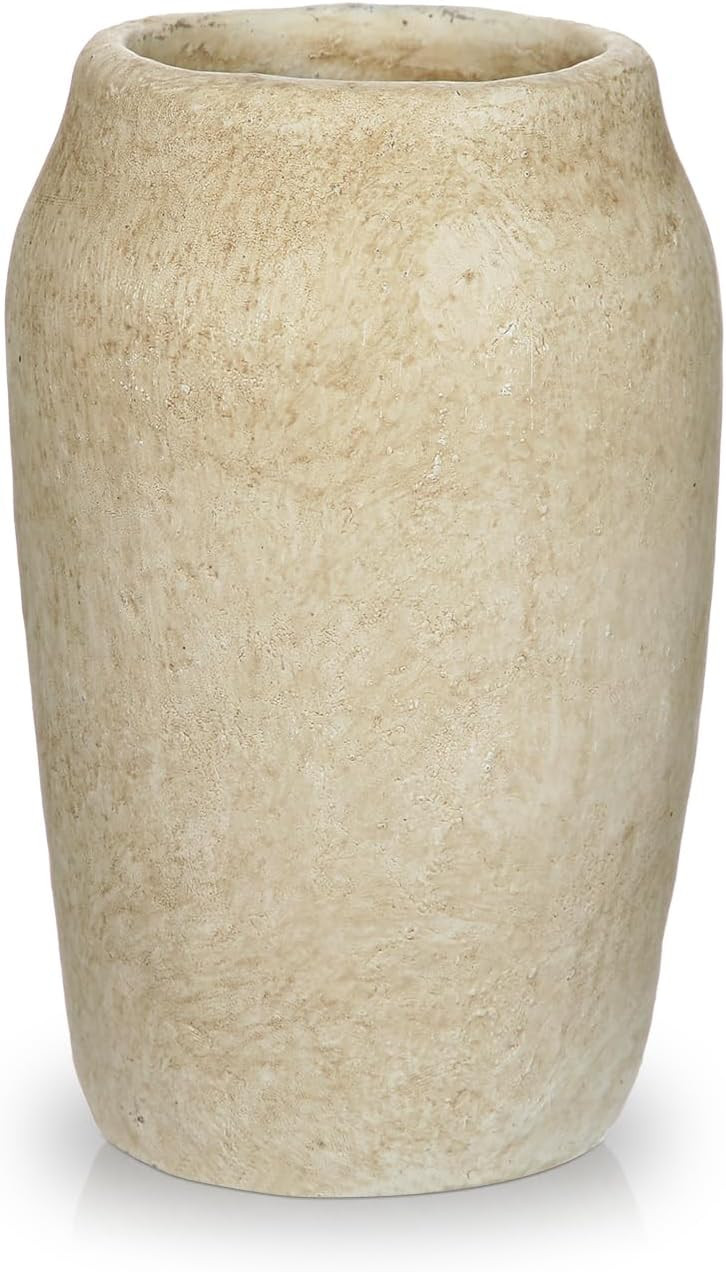 Briful Rustic Vase for Farmhouse Tabletop Decor, 6.8" Small Ceramic Vase, Distressed Antique Earthenware Vase for Modern Farmhouse, Bookshelf Kitchen Counter Mantle Shelves Bedroom Home Office Decor | Amazon (US)