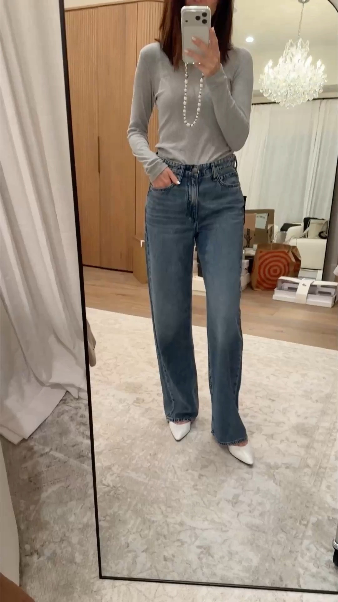 Love the wash and fit of these mid rise wide leg jeans! I’m just shy of 5-7” wearing the size 25  #stylinbyaylin #aylin #spring 

#LTKOver40 #LTKootd #LTKSeasonal