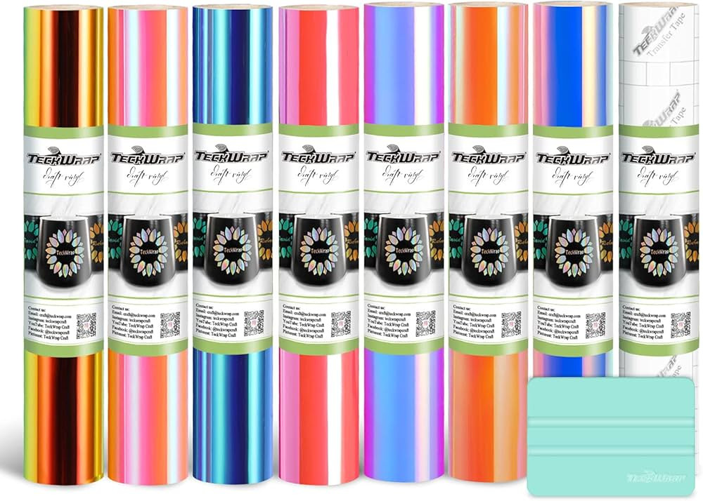 TECKWRAP Opal Chrome Holographic Adhesive Vinyl Bundle 12" x 60"/Rolls for DIY Craft, Arts (Opal ... | Amazon (US)