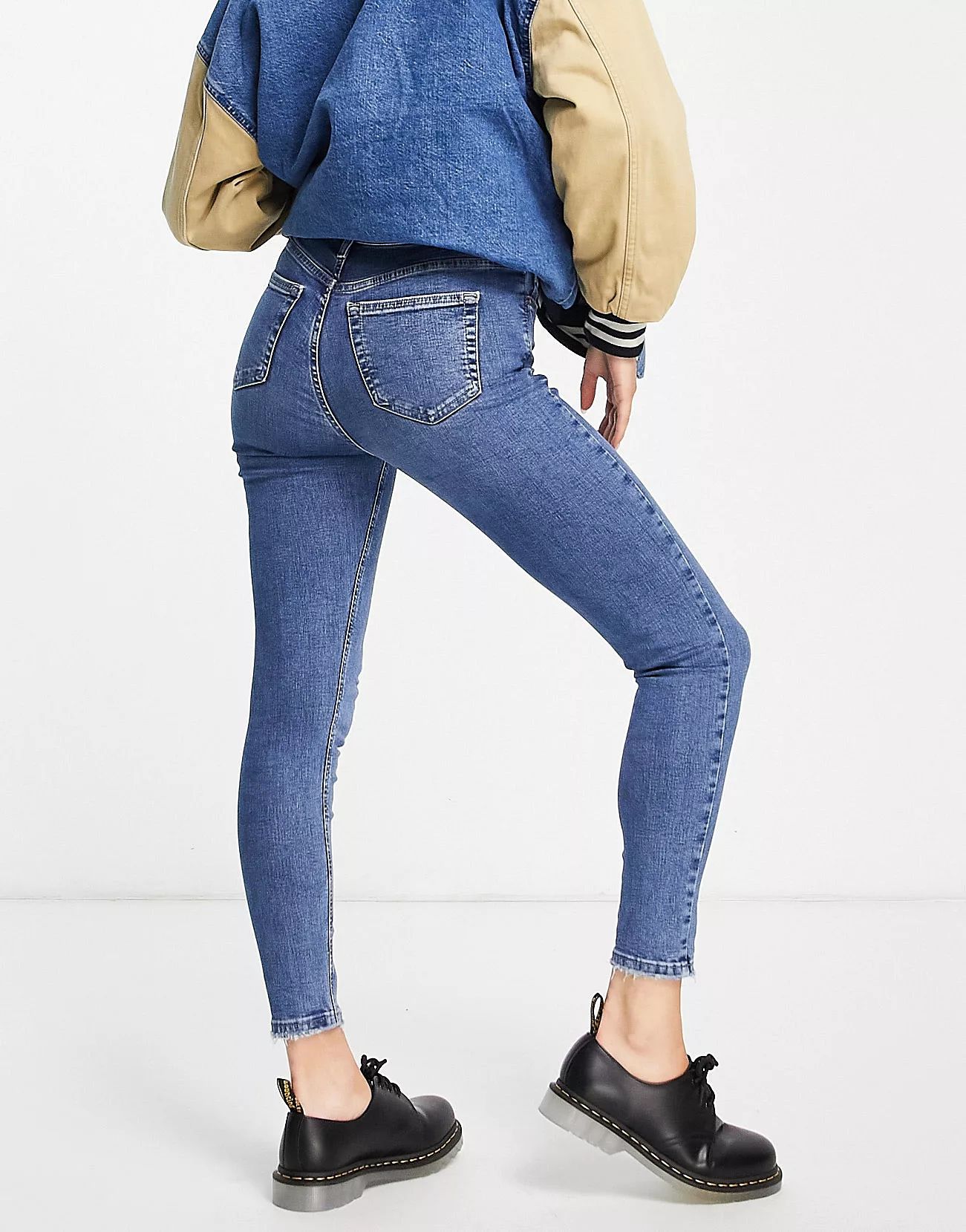 Topshop Jamie jean with abraded hem in mid blue  | ASOS | ASOS (Global)