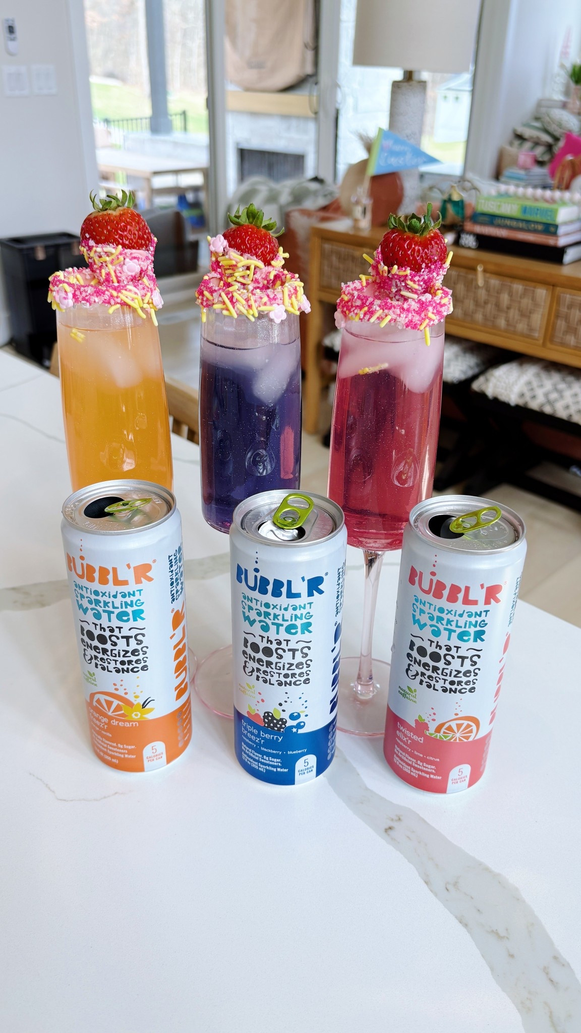 #AD you’re in charge of girls night mocktails and you come up with the cutest drinks thanks to @Target @drinkbubblr #Target #TargetPartner #BUBBLR #bubbleswithbenefits #BUBBLRlovr. orange dream freez'r is a LTO (limited time offer) and will be available this summer only
