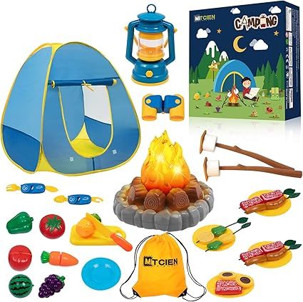 MITCIEN Kids Camping Play Tent with Toy Campfire / Marshmallow /Fruits Toys Play Tent Set for Boy... | Amazon (US)