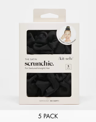 Kitsch Satin Sleep Scrunchies - Black | ASOS (Global)