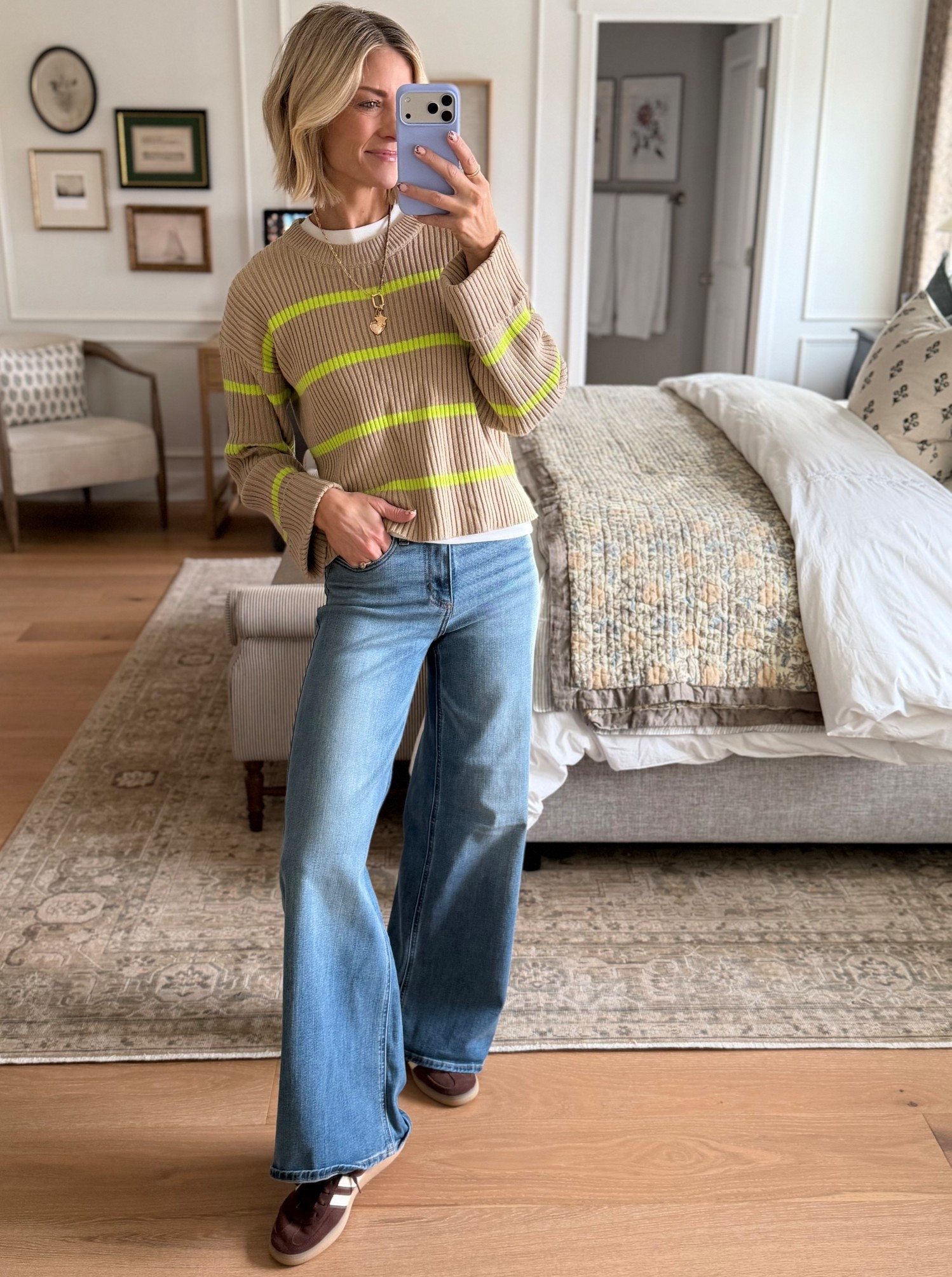 I love the pop of citron in this sweater. Wearing my true size small. These target jeans are SO comfy! I sized up one to a 6.

#LTKOver40 #LTKSaleAlert #LTKHome