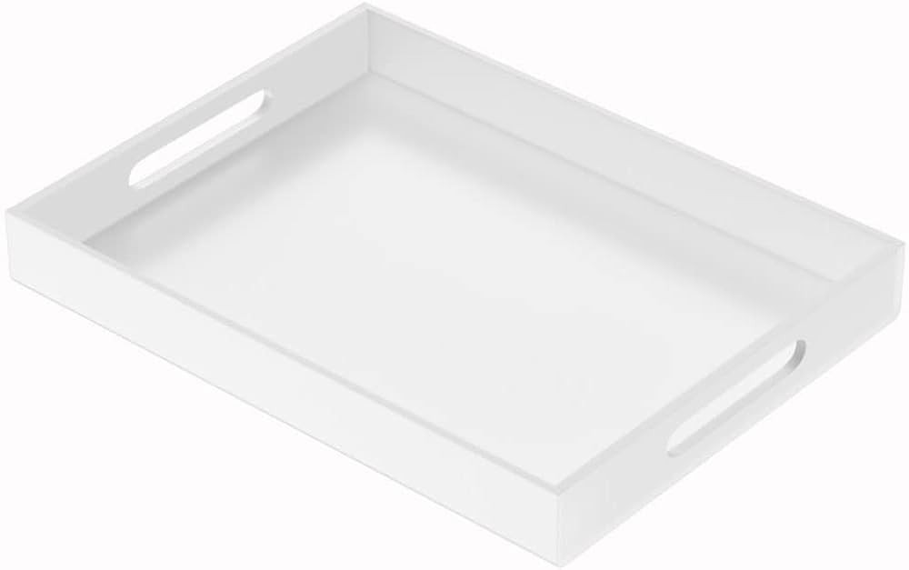 NIUBEE Acrylic Serving Tray 12x16 Inches -Spill Proof- White Decorative Tray Organiser for Ottoma... | Amazon (US)