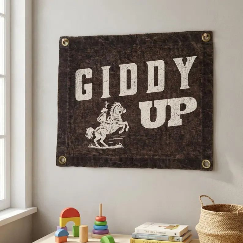 Giddy Up Cotton Pennant | Wild West Cowboy Banner | Inspirational Kids Room Decor| Western Nurser... | Etsy (US)