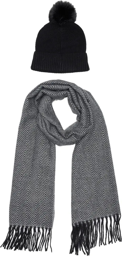 Vince Camuto Pom Beanie and Blanket Scarf Set | Nordstromrack | Nordstrom Rack