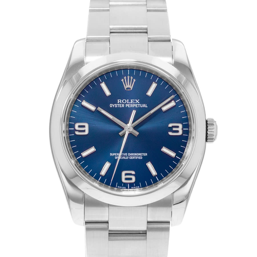 Pre-owned Rolex Oyster Perpetual 36 Automatic Chronometer Blue Dial Mens Watch 116000 BLASO | Jomashop.com & JomaDeals.com