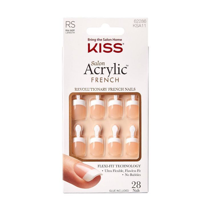 KISS Products Salon Acrylic Short Square French Manicure Kit - Power Play - 31ct | Target