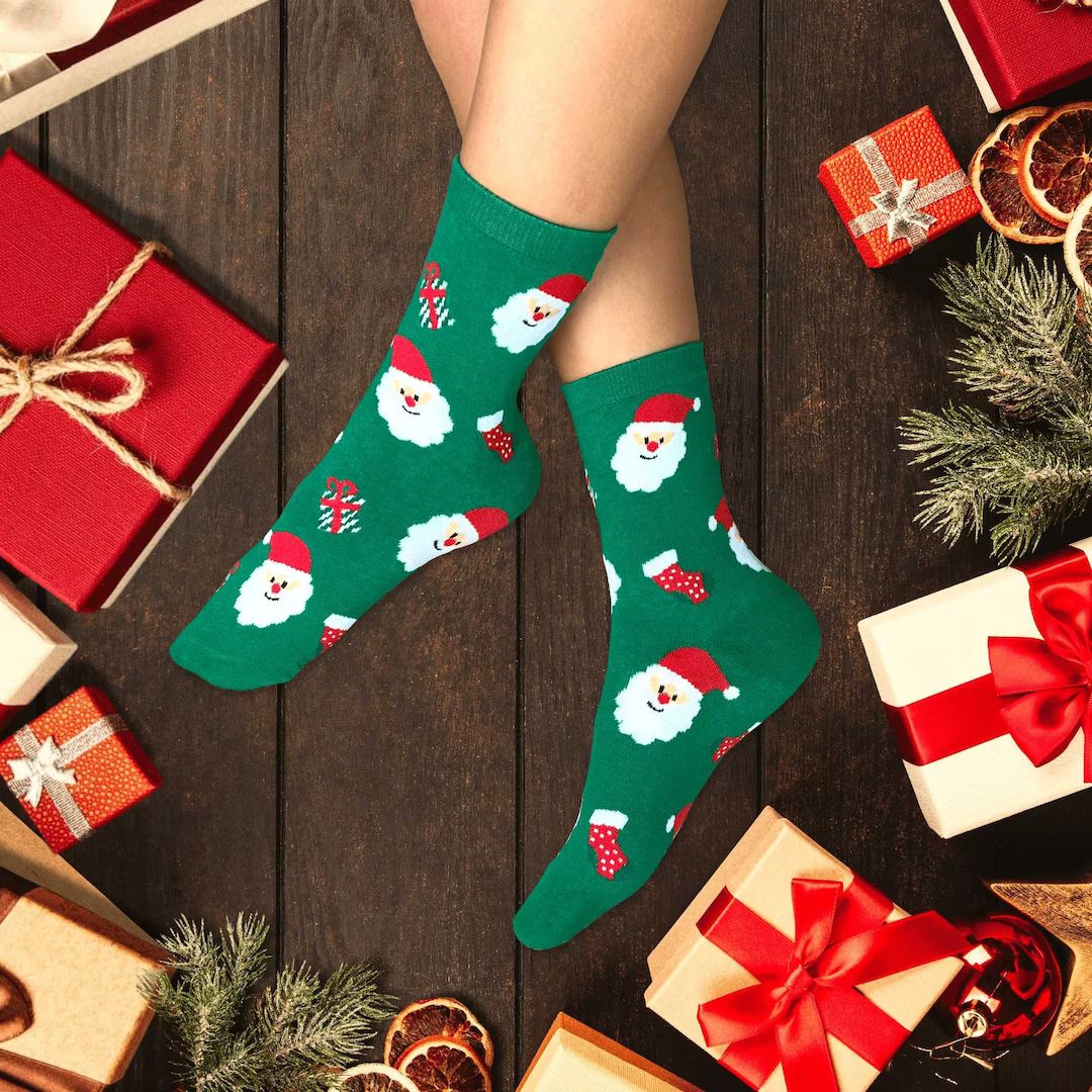 Christmas Cotton Socks - Etsy Slovakia | Etsy (EU)