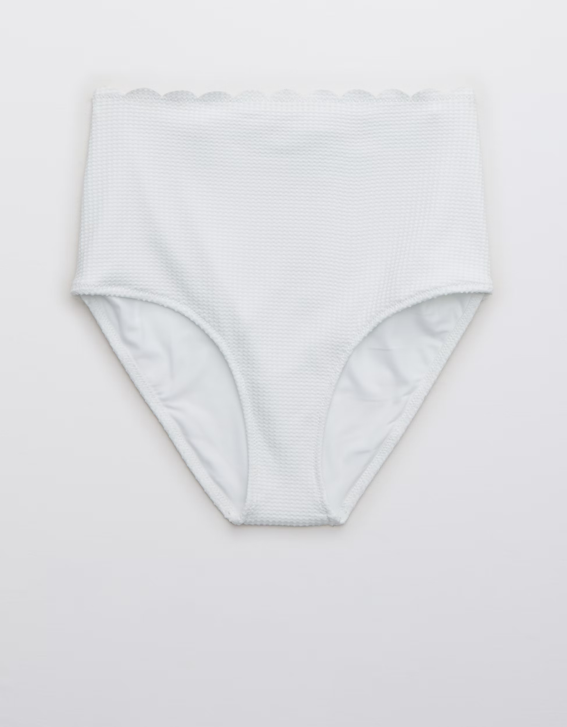 Aerie Waffle Scalloped High Waisted Bikini Bottom | American Eagle Outfitters (US & CA)