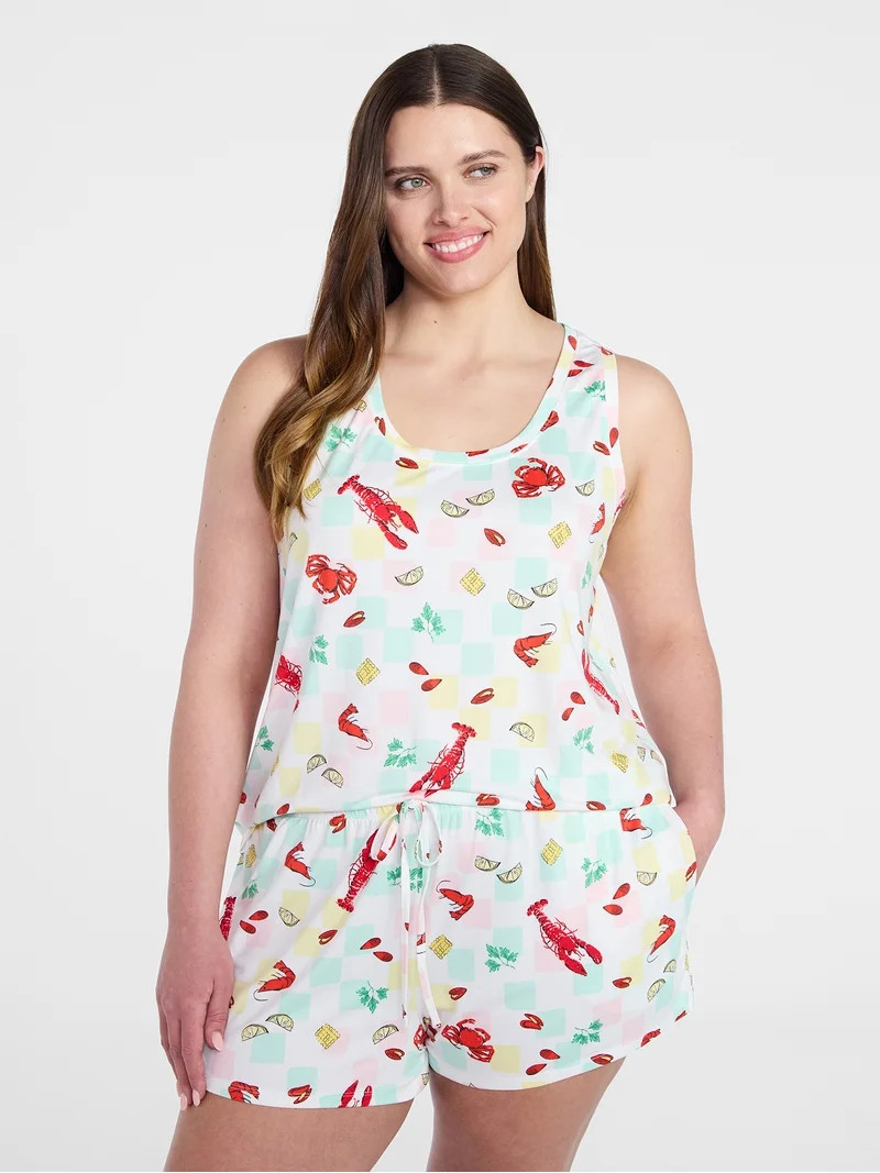 Joyspun Women's Tank Top and Shorts Pajama Set, 2-Piece, Sizes XS-3X | Walmart (US)