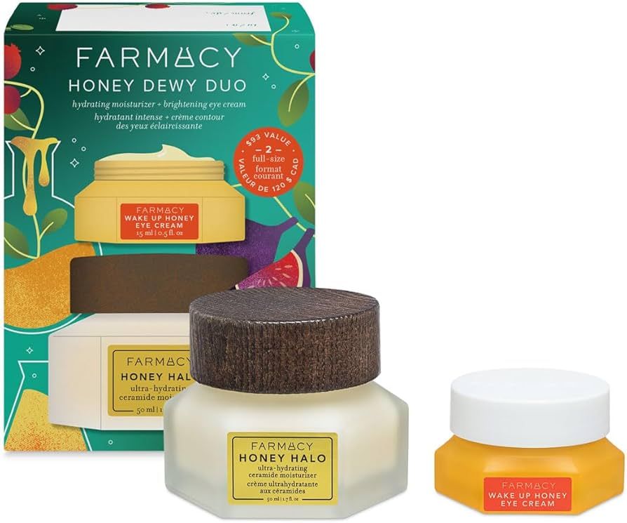 Farmacy Ceramide Face Moisturizer + Brightening Eye Cream - Honey Dewy Duo Skincare Set to Hydrat... | Amazon (US)