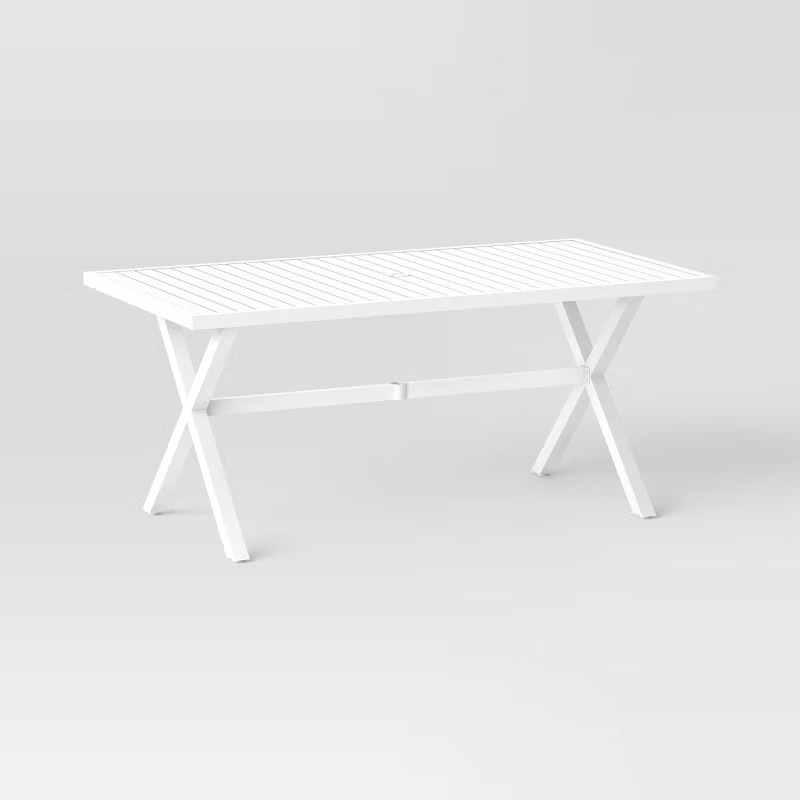 Seabury Steel 6 Person Rectangle Patio Dining Table, Outdoor Furniture - White - Threshold™ | Target