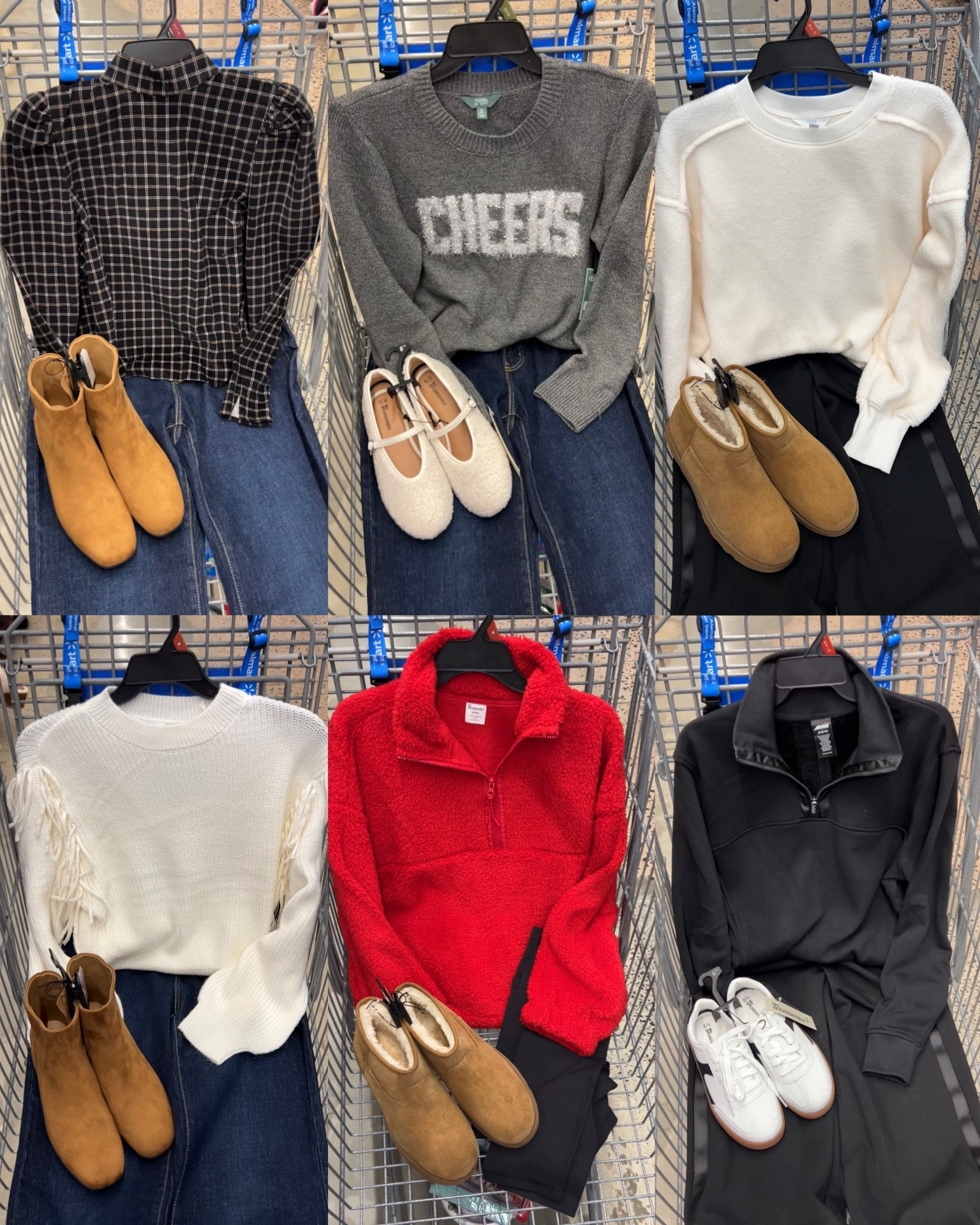 Sneak peek at this week’s upcoming Walmart cart outfits! Winter sweaters, $10.98 fleece in Christmas red, “cheers” sweater for holiday parties and New Year’s Eve! #walmartfashion 

#LTKFindsUnder50 #LTKFindsUnder100 #LTKHoliday