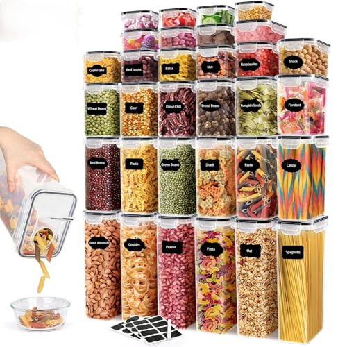 JUJOJB 68 PCS Airtight Food Storage Containers With Lids BPA Free,6 Pack With Pouring Spout Cereal Containers Storage for Kitchen Pantry Organization and Storage,Dishwasher safe,Labels Marker | Amazon (US)
