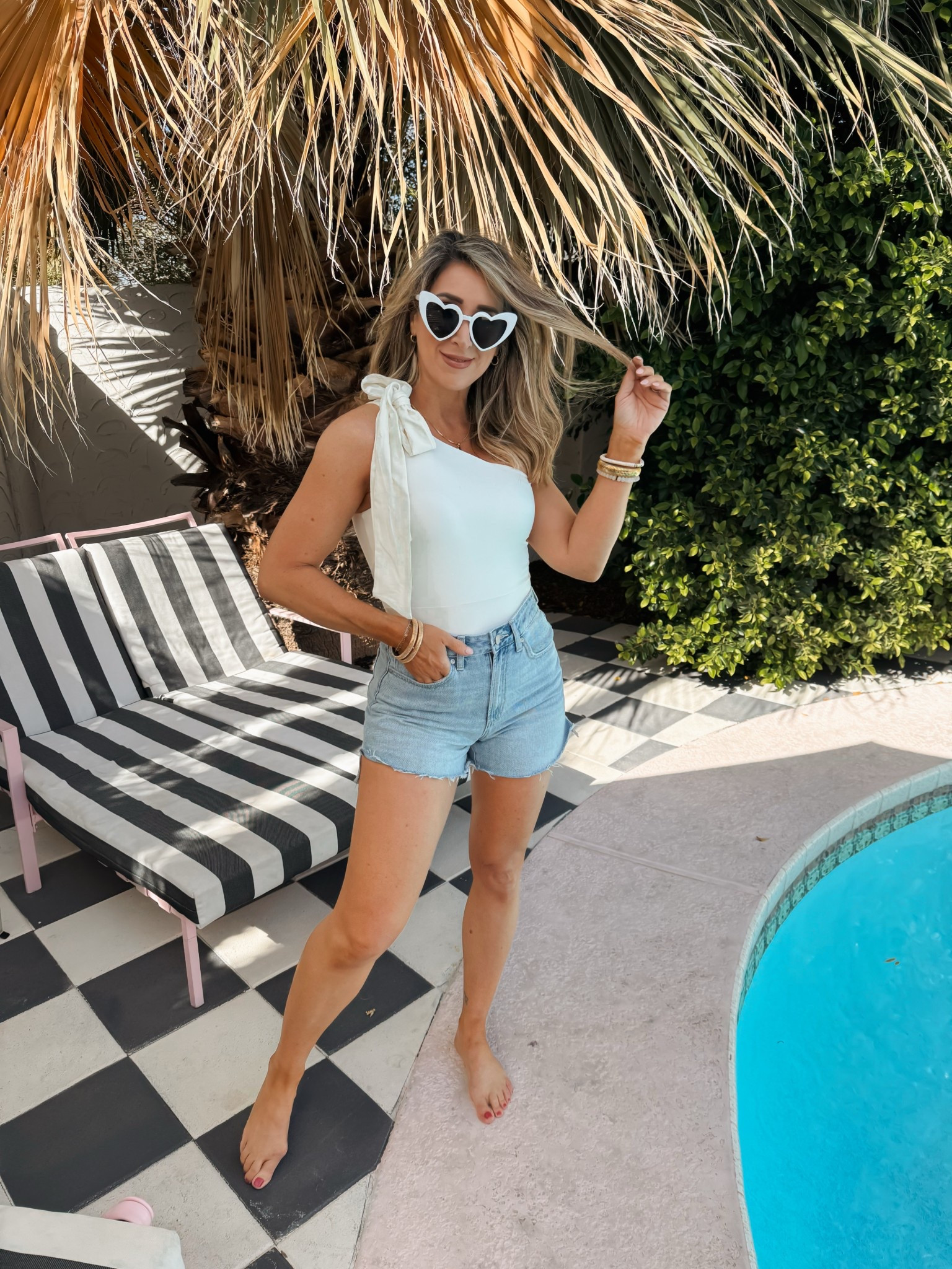 A well placed bow. 🎀🤍

One piece swimsuit, modest swimsuit, shoulder tie swimsuit, white swimsuit, spring break outfits, spring outfits, beach outfit, vacation outfits, denim cutoff shorts

#LTKFindsUnder100 #LTKStyleTip #LTKSwim