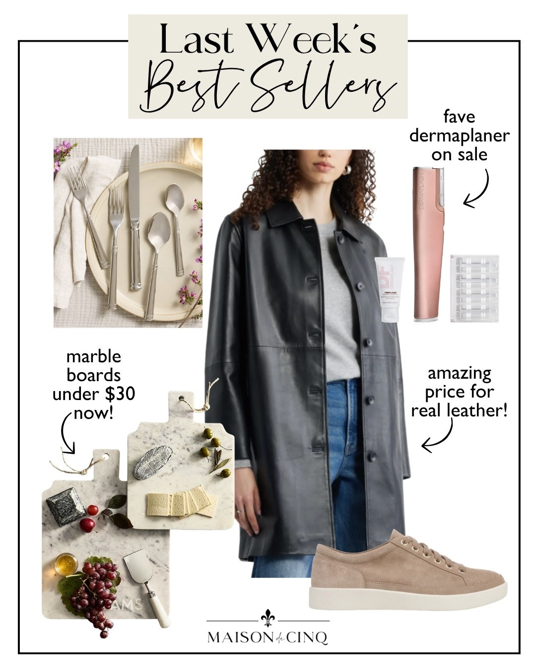 Last week’s best sellers include Nordstrom sale faves like the chicest leather jacket and my fave dermaplaner, plus gorgeous marble board under $30, and more!

Home decor, tabletop, summer entertaining, beauty finds, fall jackets, fall shoes, suede sneakers

#LTKBeauty #LTKHome #LTKSaleAlert
