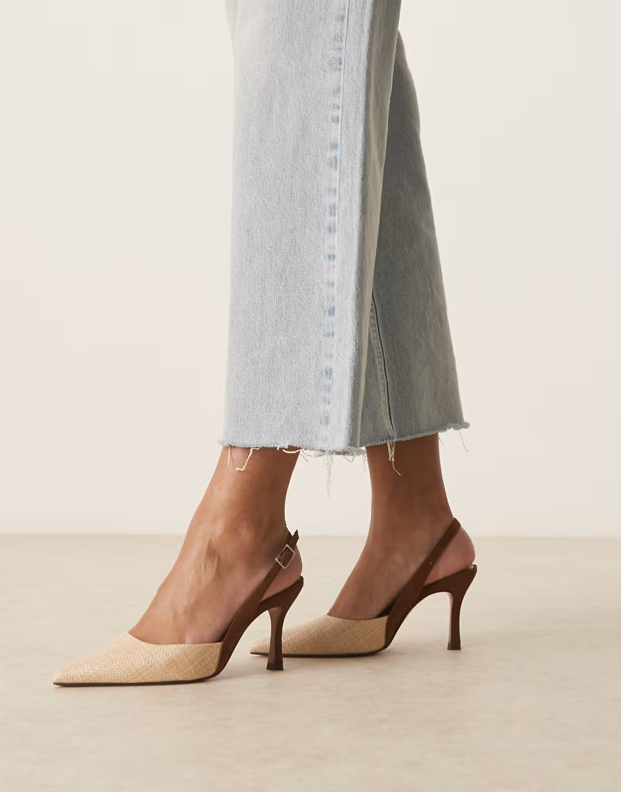 ASOS DESIGN Samber 2 slingback stiletto heels in natural and chocolate-Multi | ASOS (Global)