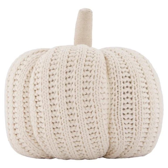 Knit Pumpkin Decorative Pillow, Cream, 9", Fall by Way To Celebrate | Walmart (US)