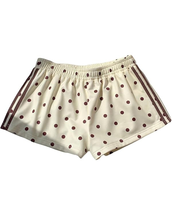 MakeMeChic Women's Polka Dots Sweat Shorts Elastic Waist Workout Running Mini Shorts | Amazon (US)