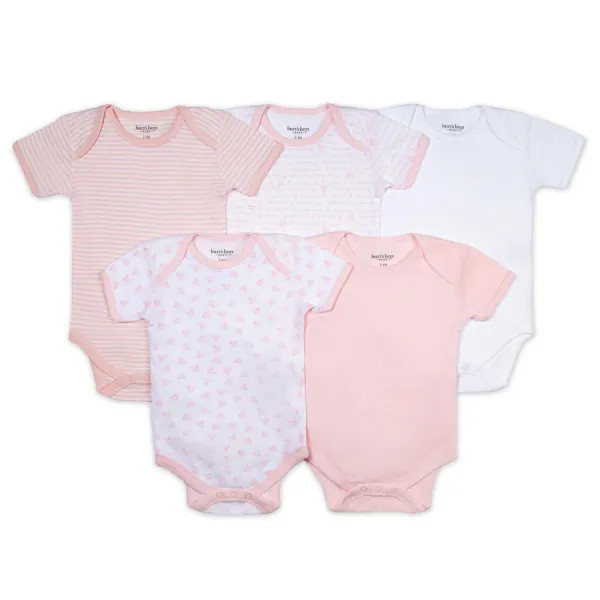 Bee Essentials Organic Short Sleeve Baby Bodysuits 5 Pack | Burts Bees Baby