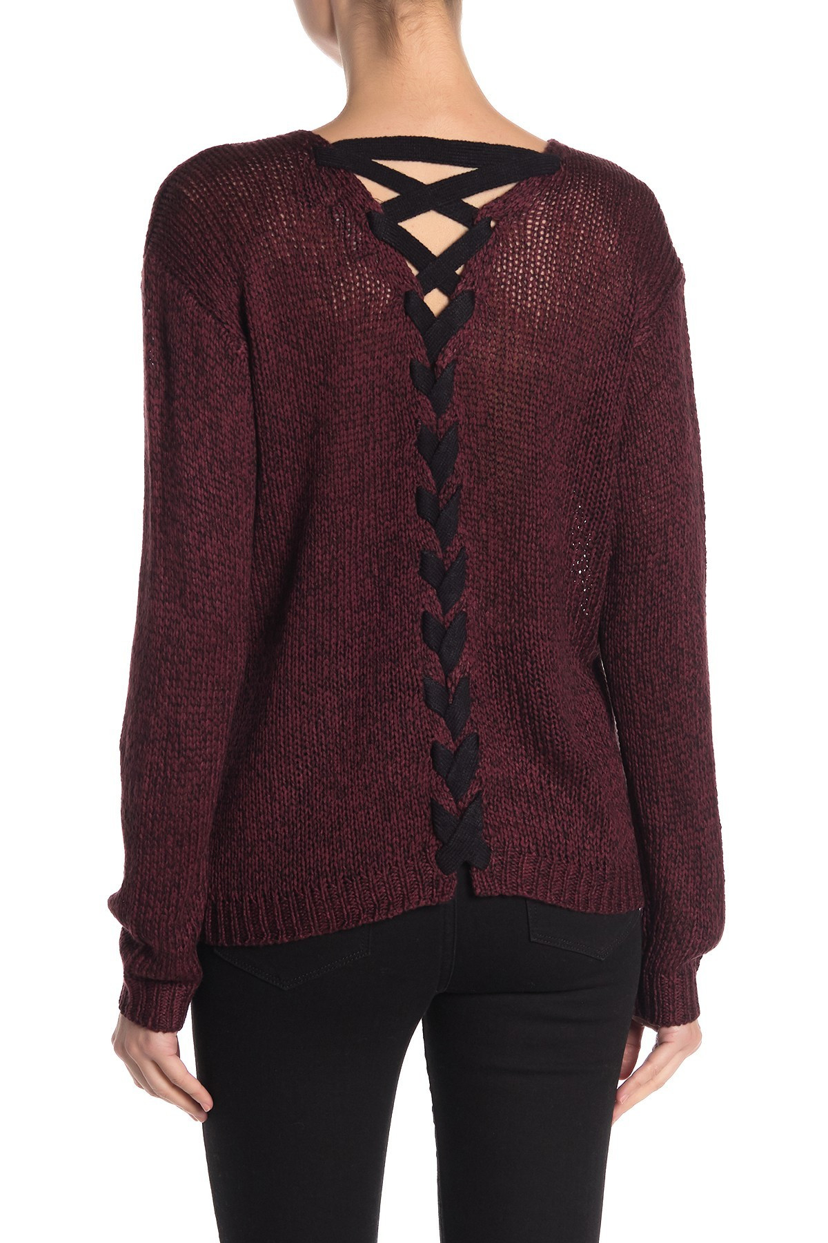 Lace-Up Back V-Neck Sweater | Nordstrom Rack