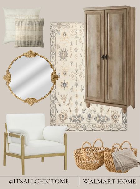 I can’t believe these pieces are from Walmart!! Home decor, armoire, mirror,
Rug 
