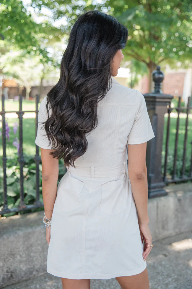 Hold Your Horses Ivory Corded Belted Dress | Pink Lily