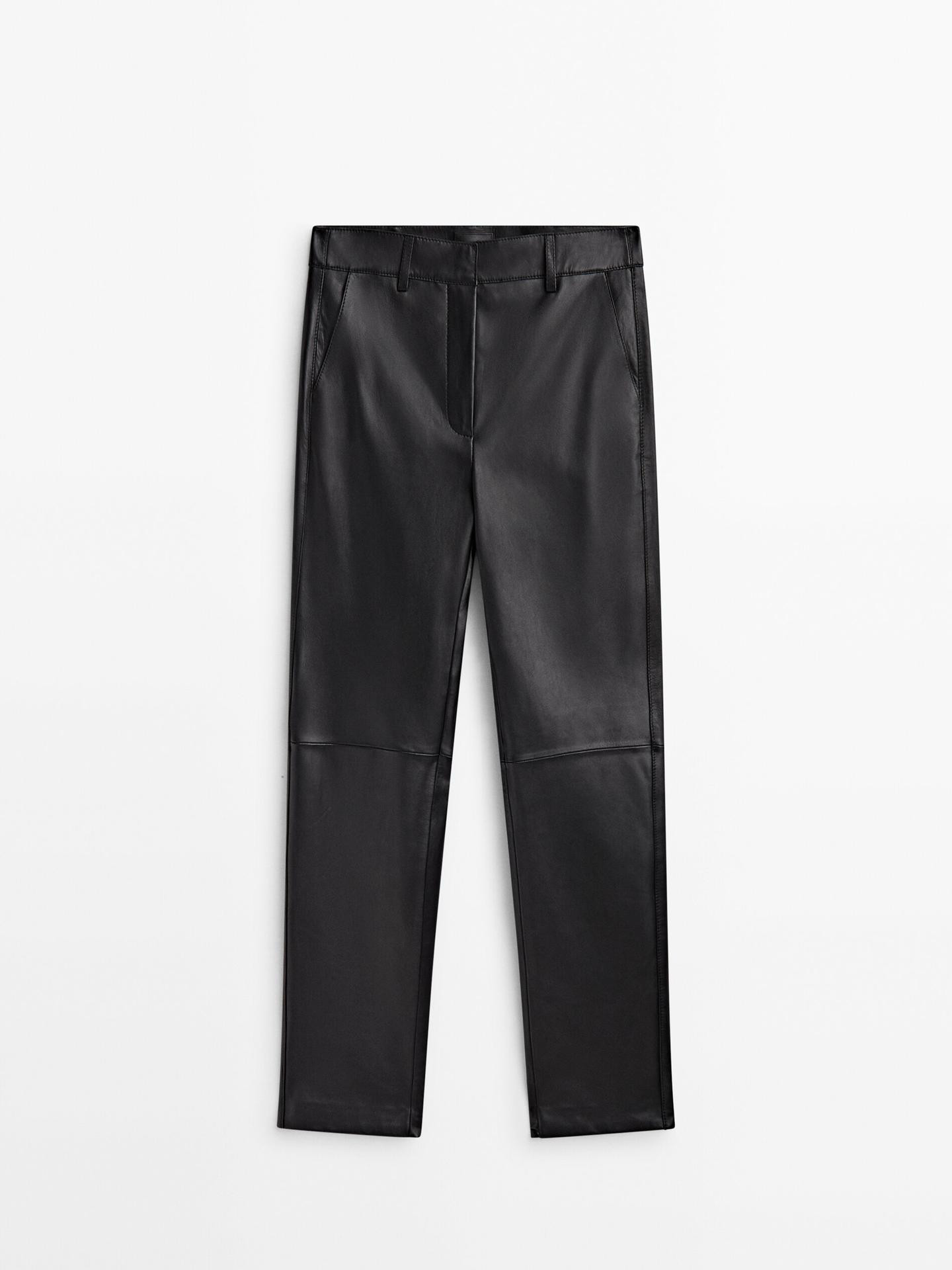 Nappa leather chino trousers | Massimo Dutti UK