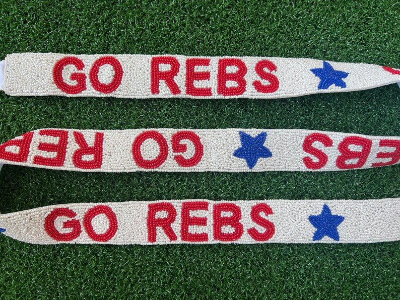 Ole Miss Adjustable Beaded Bag Strap, Adjustable Go Rebs Bag Strap, Ole Miss Game Day - Etsy | Etsy (US)