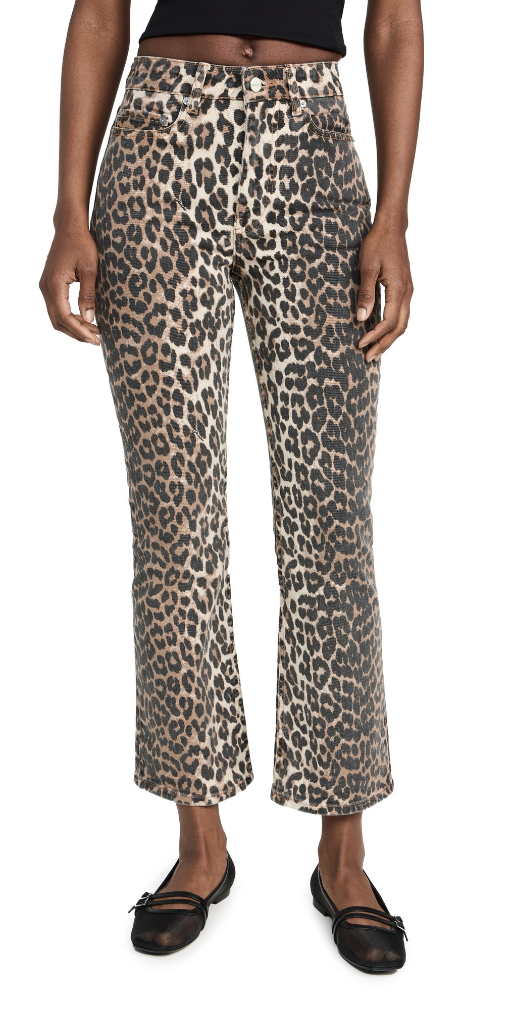 GANNI Print Denim Betzy Cropped Jeans Leopard 25 | Shopbop