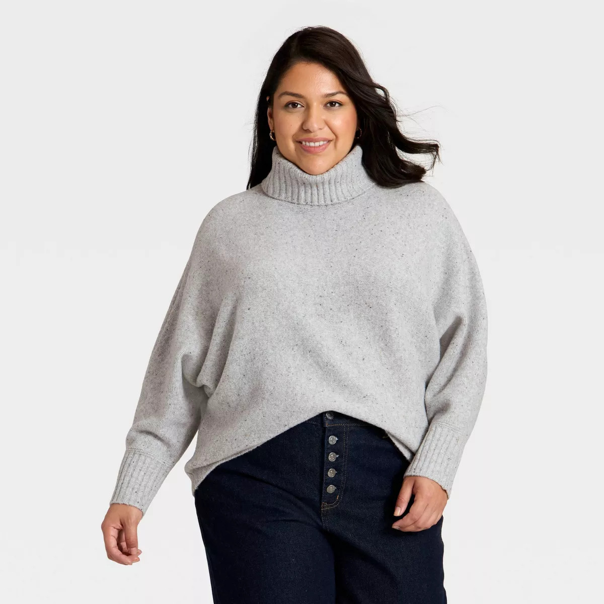Women's Turtleneck Pullover Sweater - Ava & Viv™ Gray 2X | Target
