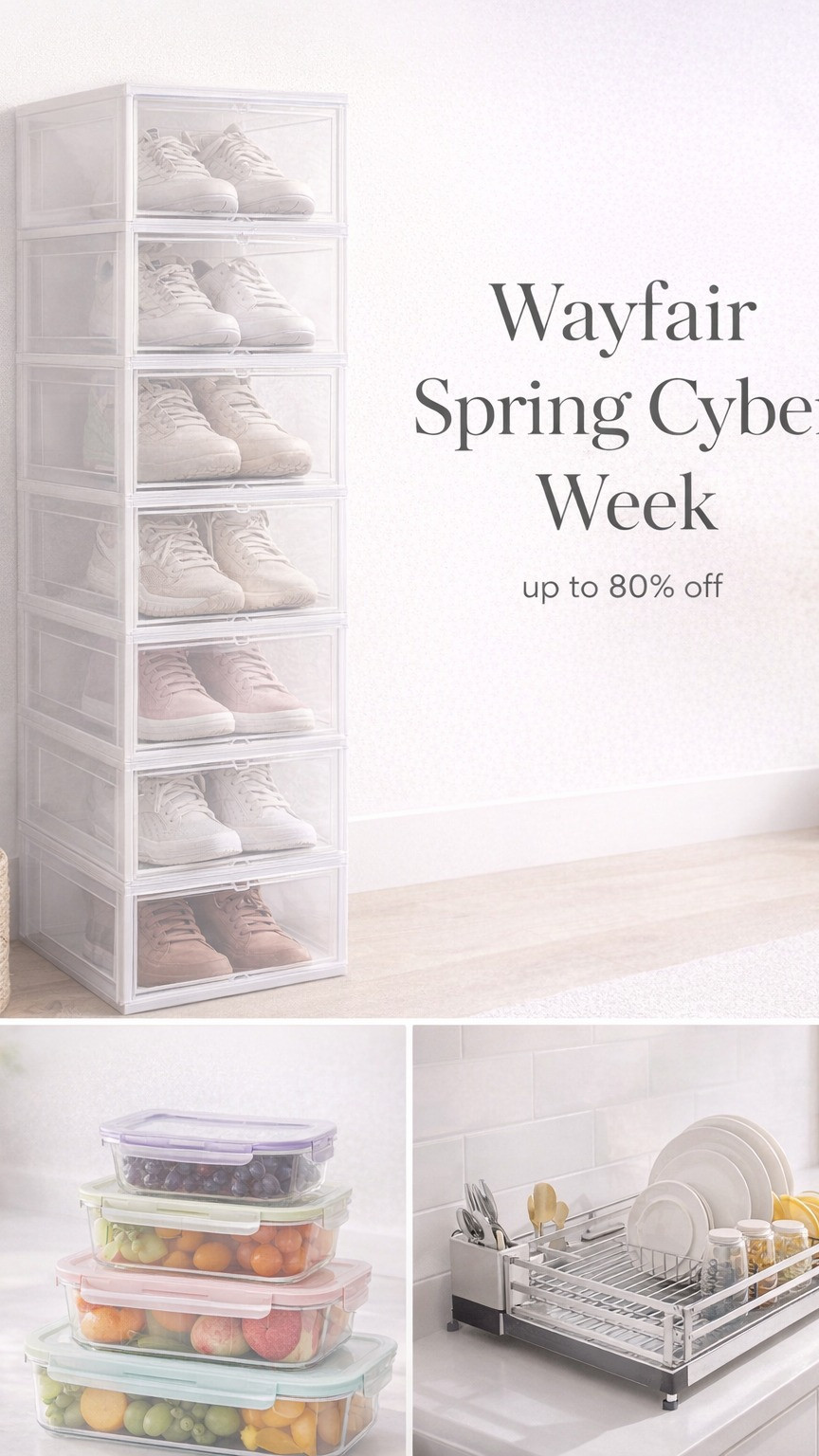 Such a good home-organization find right now. The clear stackable shoe storage is the main standout here, and Wayfair Spring Cyber Week with up to 80% off makes it an especially good time to browse. Also sharing the JoyJolt glass storage set and the KingRack dish rack if you’re refreshing kitchen storage and everyday organization at the same time. 

 

#LTKSeasonal #LTKHome #LTKSaleAlert