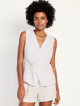 Linen-Blend Side-Tie Vest | Old Navy (US)